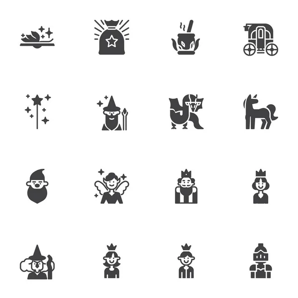 Fairy Tale Vektor Icons Set Moderne Solide Symbolsammlung Märchenhafte Piktogrammpackung — Stockvektor