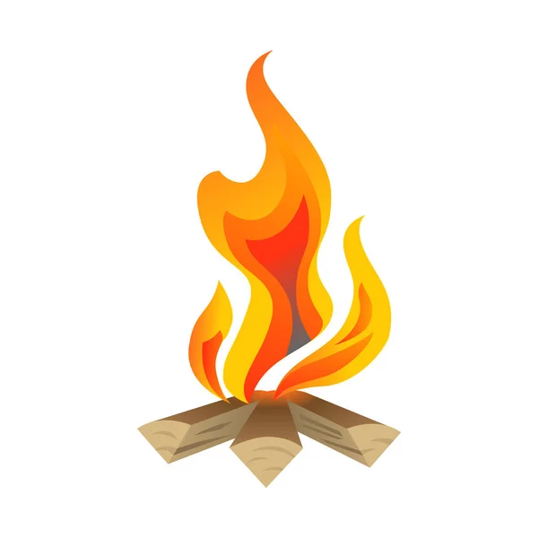Brandend Brandhout Kleurrijk Pictogram Geïsoleerd Wit Symbool Logo Illustratie Platte — Stockvector
