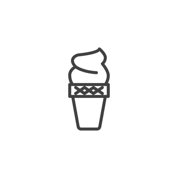 华夫冰淇淋系列图标 移动概念和网页设计的线性风格标志 冰淇淋轮廓矢量图标 标识插图 矢量图形 — 图库矢量图片