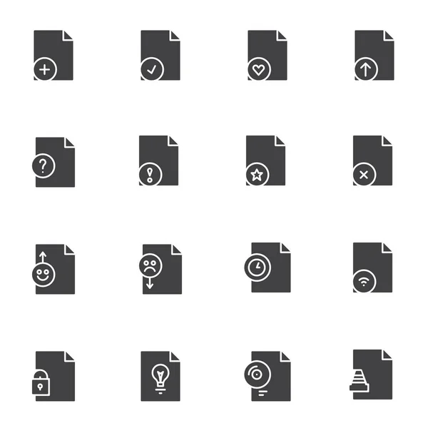 Universele Bestandstypen Vector Pictogrammen Set Moderne Solid Symbol Collectie Gevulde — Stockvector