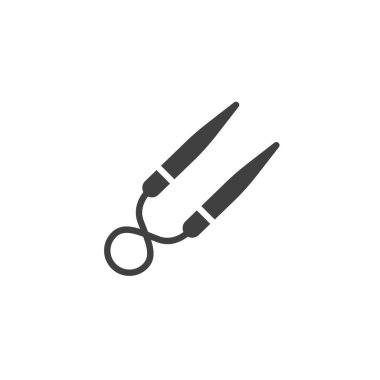 Örgü iğneleri vektör simgesi. Mobil konsept ve web tasarımı için düz tabela. Örgü kabartma ikonu için iğneler. Sembol, logo çizimi. Vektör grafikleri