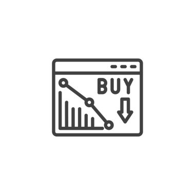 Web raporları istatistik satırı simgesi. Mobil konsept ve web tasarımı için doğrusal biçim işareti. Finansal istatistikleri azaltan web sitesi vektör ana simgesi. Sembol, logo çizimi. Vektör grafikleri