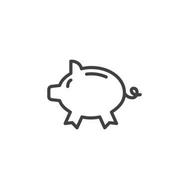 Domuz kumbarası çizgisi ikonu. Mobil konsept ve web tasarımı için doğrusal biçim işareti. Para kutusu ana hat vektör simgesi. Sembol, logo çizimi. Vektör grafikleri