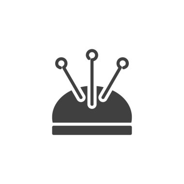 İğnelik vektör simgesi. Mobil konsept ve web tasarımı için düz tabela. İğne ve İğne Yastık simgesi dikmek. Sembol, logo çizimi. Vektör grafikleri