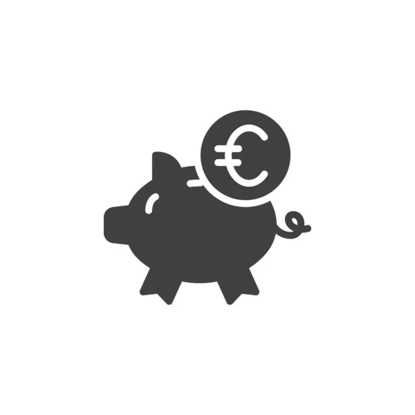 Piggy Bank Euro Coin Vector Pictogram Gevuld Plat Bord Voor — Stockvector