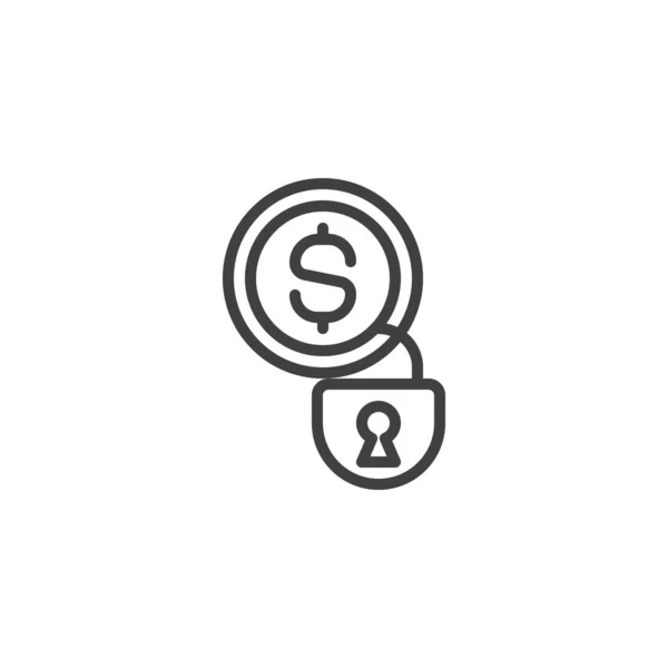Gesperrte Geldleitung Lineares Stilschild Für Mobiles Konzept Und Webdesign Dollargeld — Stockvektor