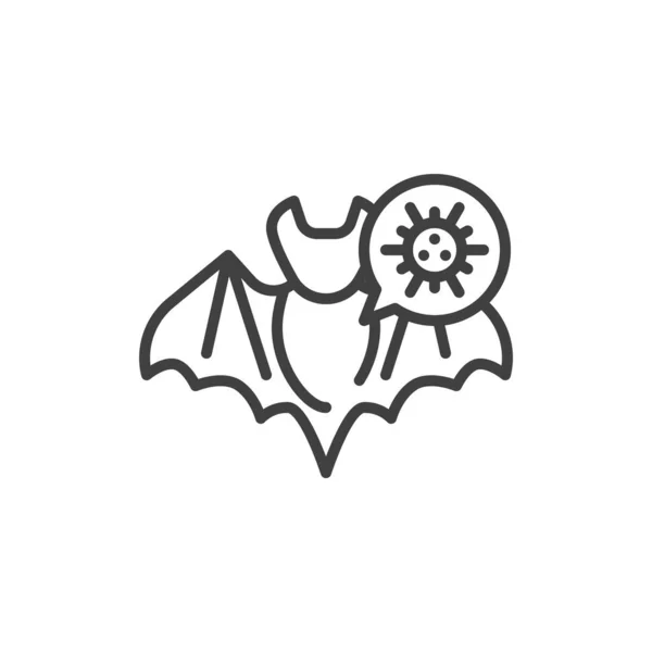 Coronavirus蝙蝠线图标 移动概念和网页设计的线性风格标志 带有考拉韦细胞轮廓矢量图标的蝙蝠 标识插图 矢量图形 — 图库矢量图片