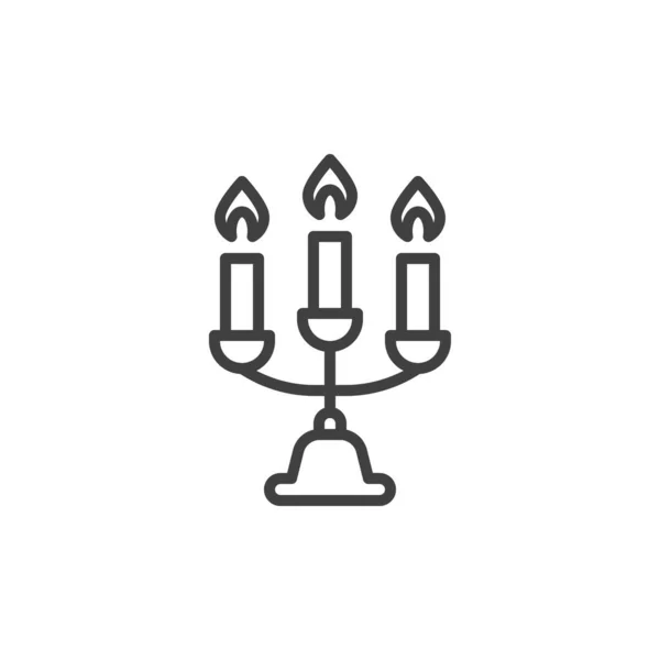 烛光线图标的坎德拉布拉 移动概念和网页设计的线性风格标志 燃烧的蜡烛轮廓矢量图标 标识插图 矢量图形 — 图库矢量图片