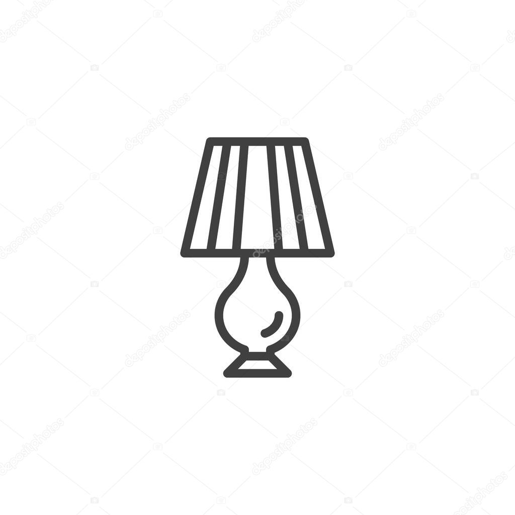 Table Lamp line icon. Night lamp linear style sign for mobile concept and web design. Desk lamp outline vector icon. Symbol, logo illustration. Vector graphics