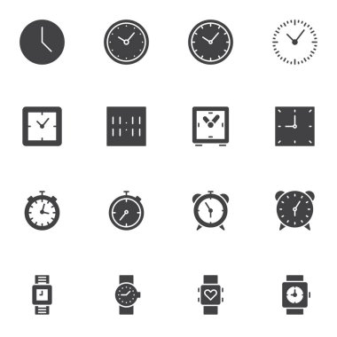 Saat zaman vektör simgeleri ayarlandı