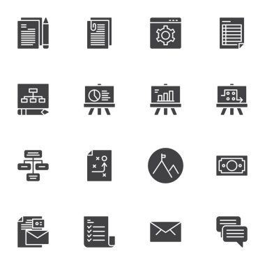 İş stratejisi vektör simgeleri ayarlandı