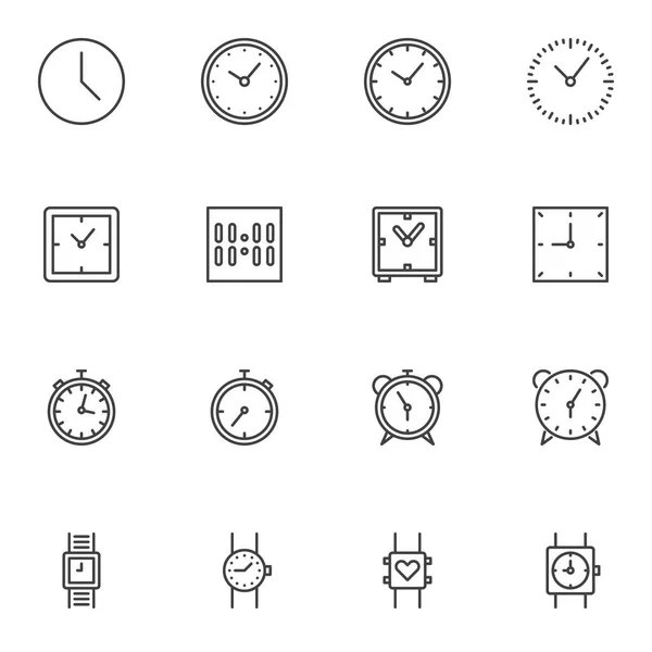時計のタイムラインアイコンセット — ストックベクタ