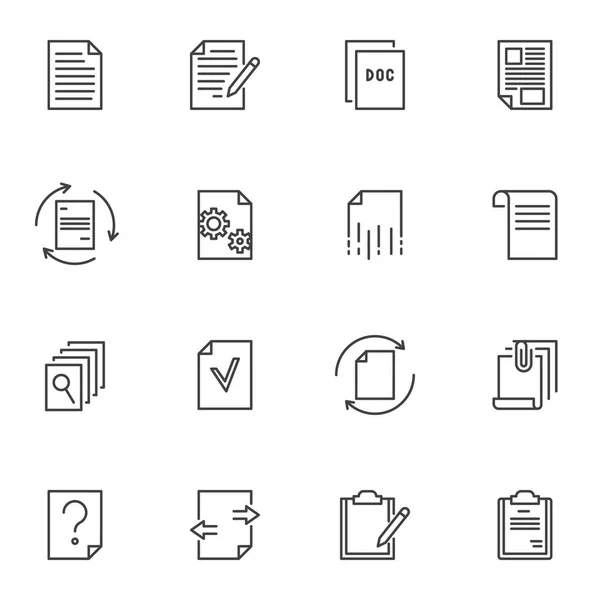 Conjunto de iconos de línea de documento papel — Vector de stock