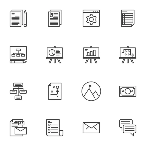 Ensemble d'icônes de ligne de stratégie commerciale — Image vectorielle