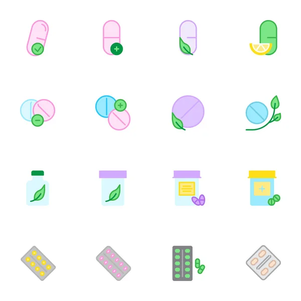 Коллекция лекарственных таблеток — стоковый вектор