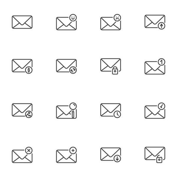 Envelope conjunto de ícones de linha de correio —  Vetores de Stock