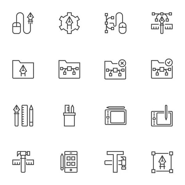 Design elementos conjunto de ícones de linha — Vetor de Stock