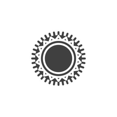 Yuvarlak halı vektör simgesi. Mobil konsept ve web tasarımı için düz tabela. Dekoratif, yuvarlak halı sembolü. Sembol, logo çizimi. Vektör grafikleri