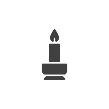 Mum ışığı vektör simgesi. Mobil konsept ve web tasarımı için düz tabela. Yanan mum sembolü. Sembol, logo çizimi. Vektör grafikleri