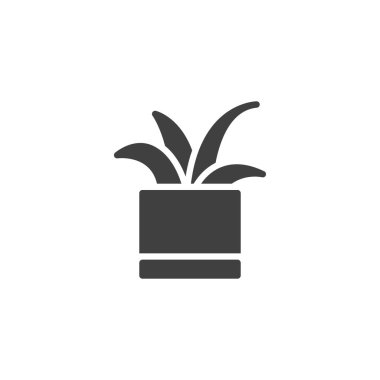 Dil bitkisi vektör simgesi. Dekoratif saksı bitkisi mobil konsept ve web tasarımı için düz tabela doldurdu. Yılan bitkisi sembolü. Sembol, logo çizimi. Vektör grafikleri