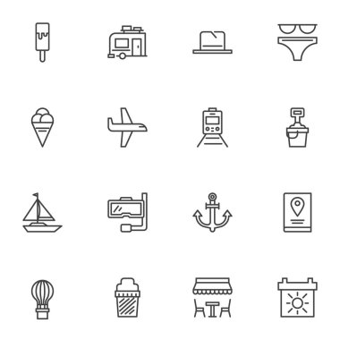 Yaz tatili çizgisi simgeleri