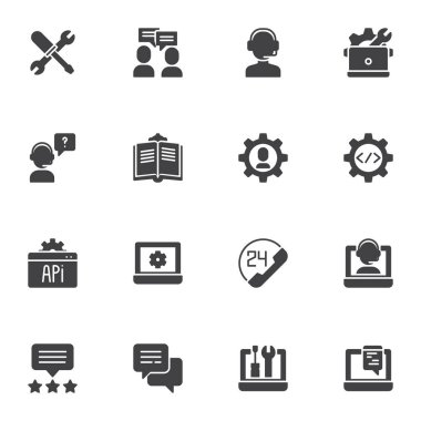 Teknik destek vektör simgeleri ayarlandı