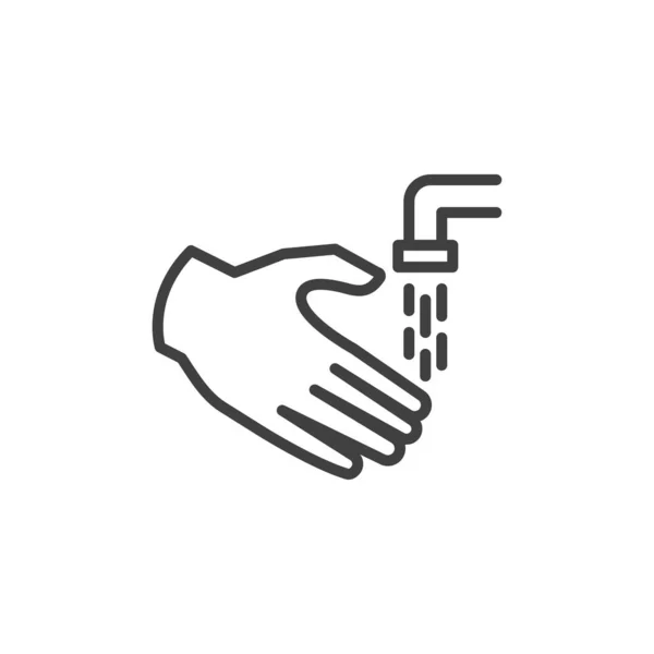 Hand and water tap line icon — Stock Vector