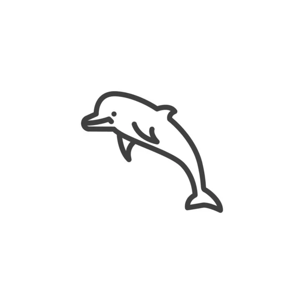 Dolphin jumping line icon — Stock Vector
