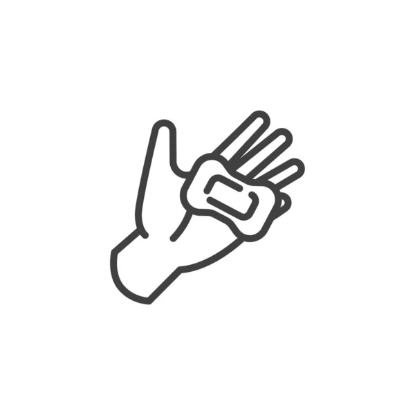 Mão com ícone de linha barra de sabão — Vetor de Stock