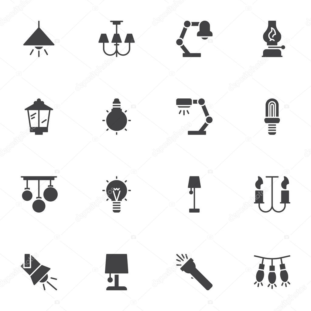Electric light bulb vector icons set