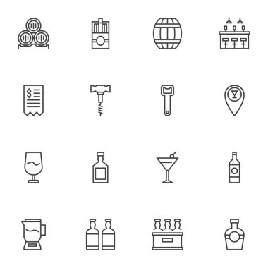 Pub menü vektör simgeleri ayarlandı,