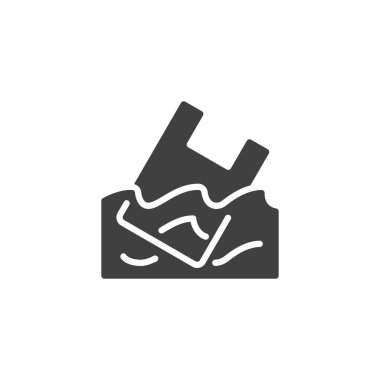 Plastik torba su kirliliği vektör simgesi