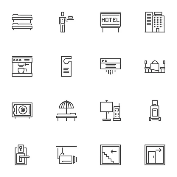 Conjunto de iconos de línea de servicio del hotel — Vector de stock