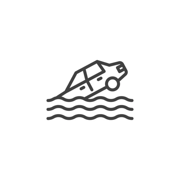 Bil sjunka linje ikon — Stock vektor