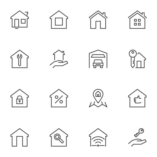 Conjunto de iconos de línea inmobiliaria — Vector de stock