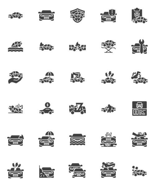 Ensemble d'icônes vectorielles d'assurance automobile — Image vectorielle