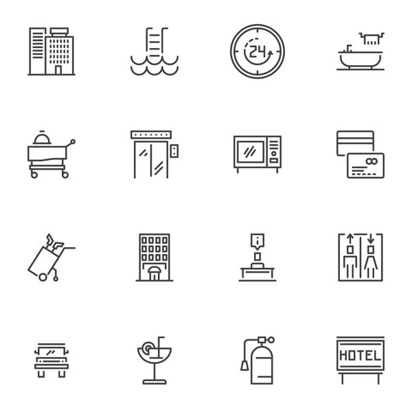 Conjunto de iconos de línea de servicio del hotel — Vector de stock