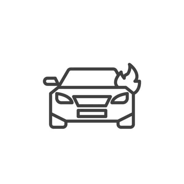 Burning icono de línea de coche — Vector de stock