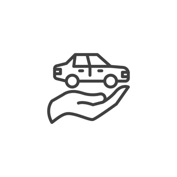Icono de línea de seguro de coche — Vector de stock