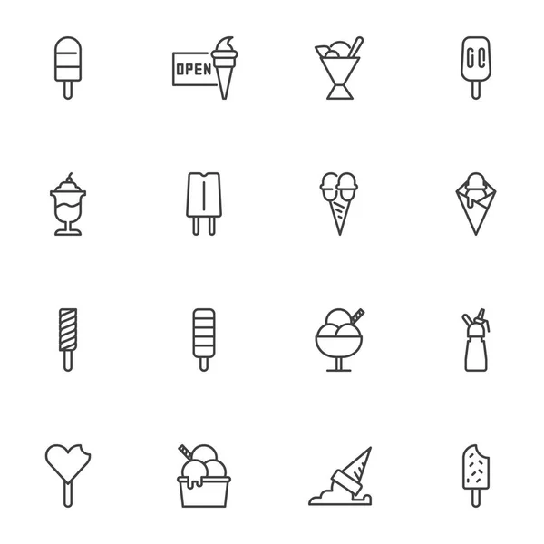 Ice cream shop line icons set