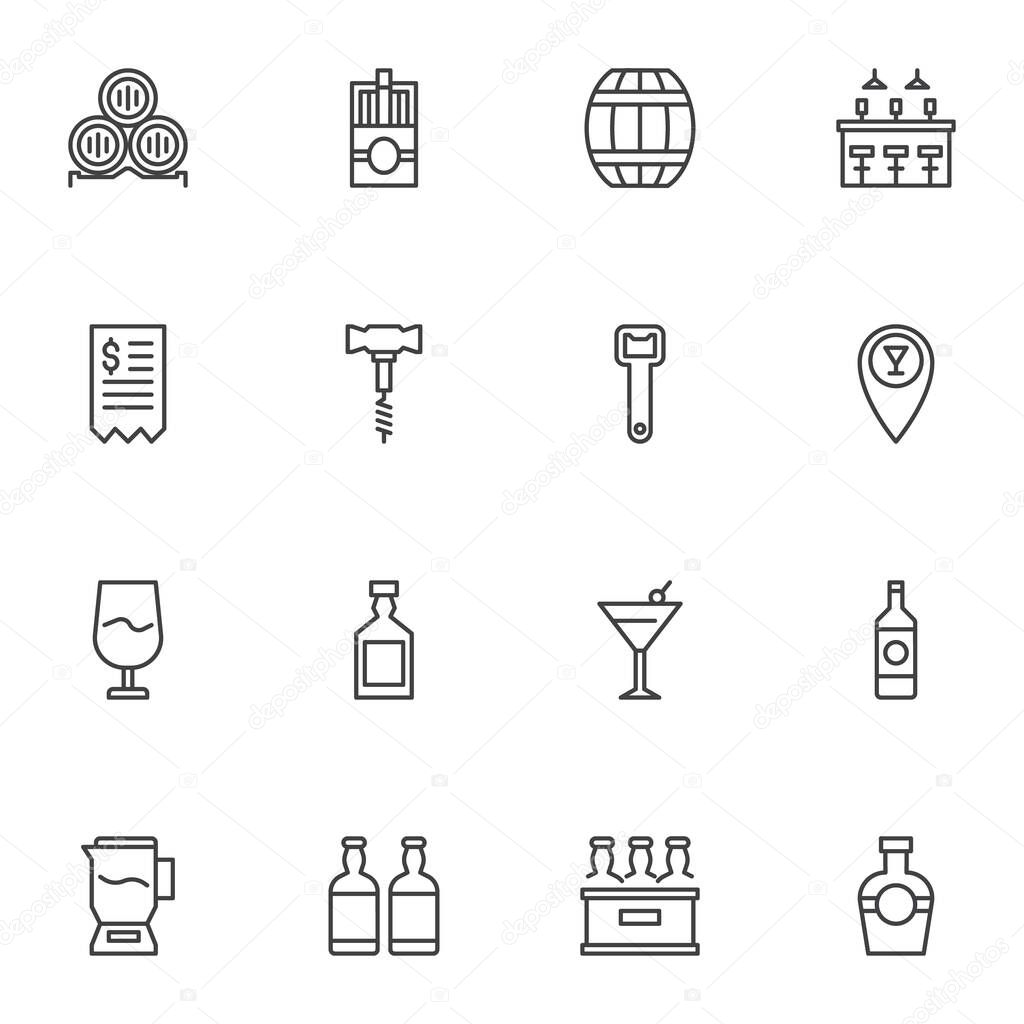 Pub menu vector icons set,