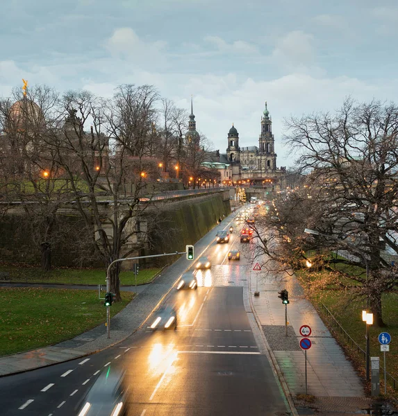 Vista da manhã de Dresden, Alemanha, dezembro de 2017 — Fotografia de Stock