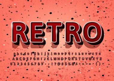 Klasik Alfabe 3d retro başlık metin efekti Vektörü