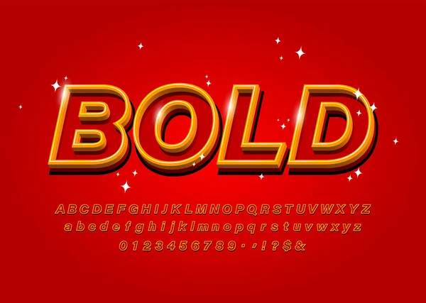 Outline Bold Alphabet on abstract red backgraund Vector betűtípus — Stock Vector