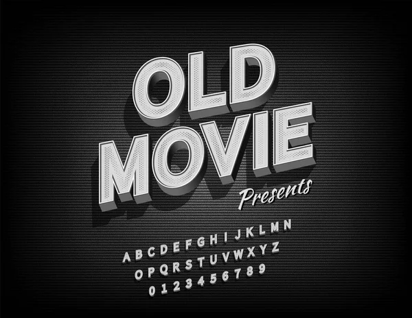 Video veya film için grunge desenli arka planı olan eski film alfabesi, Vektör