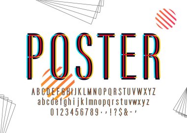 Renkli Poster Alfabesi. Modern soyut yazı tipi modası biçimlendirilmiş yazı tipi. Vektör