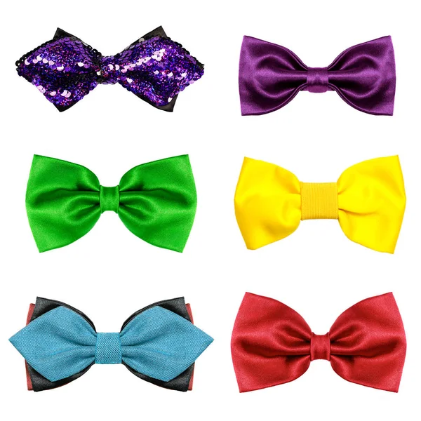 A set of fun colorful Bow Tie 6 pieces isolated on a white background — Stock Photo, Image