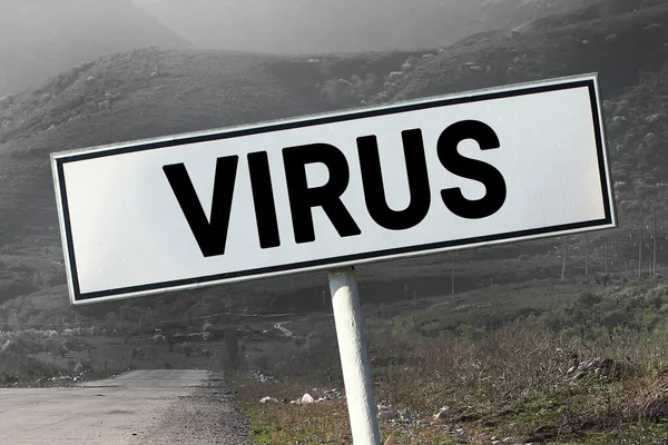 Covid Carretera Señal Tráfico Con Palabra Virus Peligro Viaje Coronavirus —  Fotos de Stock