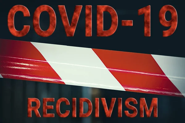 Covid Recidivism Red White Striped Protective Tape Protects Enclosed Area — Stock Photo, Image