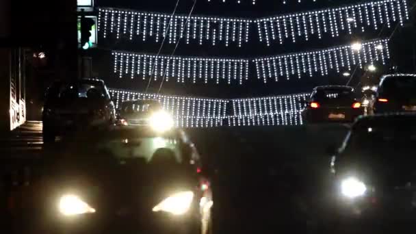Stad nacht verkeer time-lapse — Stockvideo